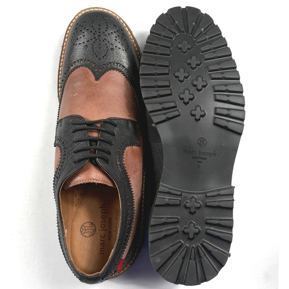 Marc Joseph New York Mens Black Brown Leather Wingtip Lug Sole Oxfords 79018 9 main image 6